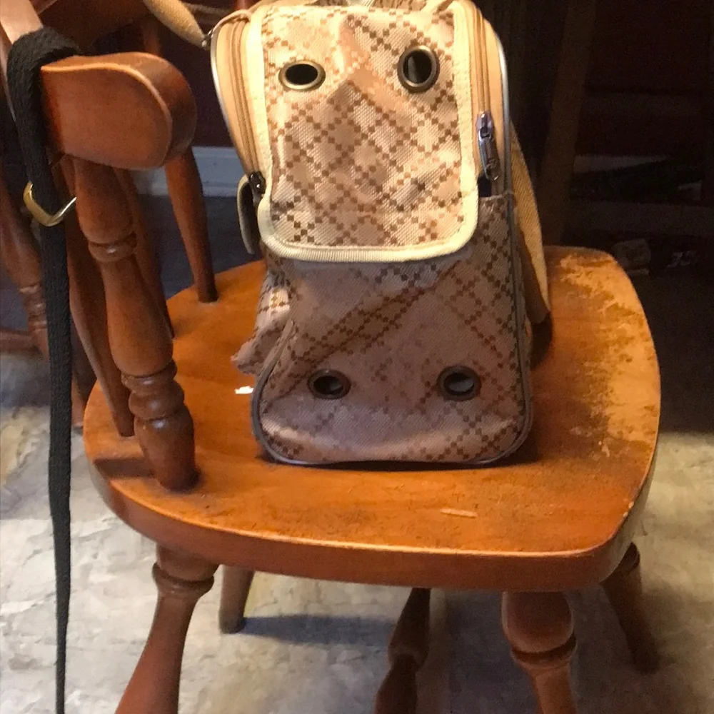 Stylish Tan Patterned Cat Carrier